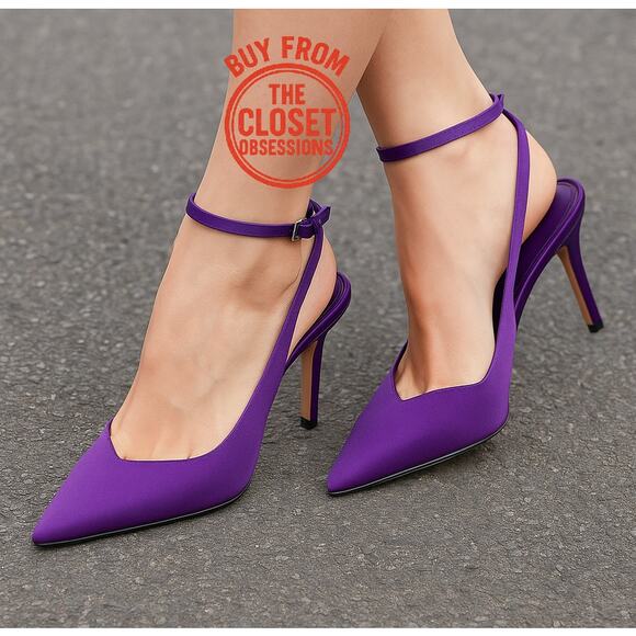 RARE!!! ZARA Strappy Satin Pointed Heels NWT 💜 - Picture 1 of 16